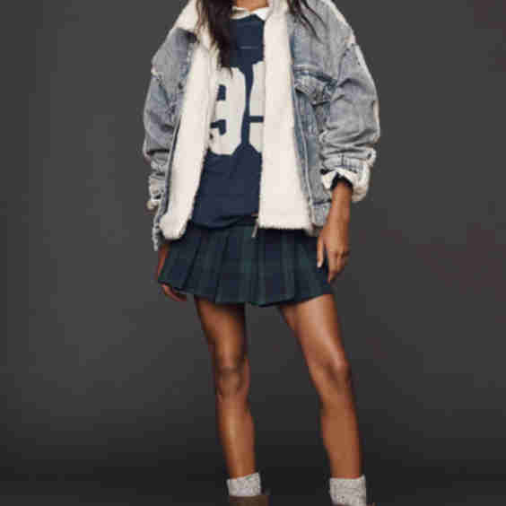 Bear Hug Denim Sherpa Fleece Jacket