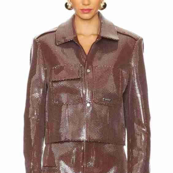 Sequin Cropped Suit Jacket