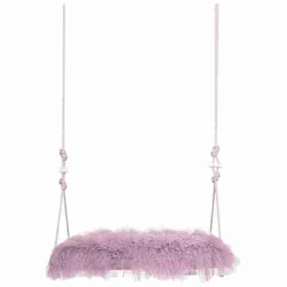 Pick Me Up Indoor Swing Single Seater In Tibetan Lamb Rose Quartz
