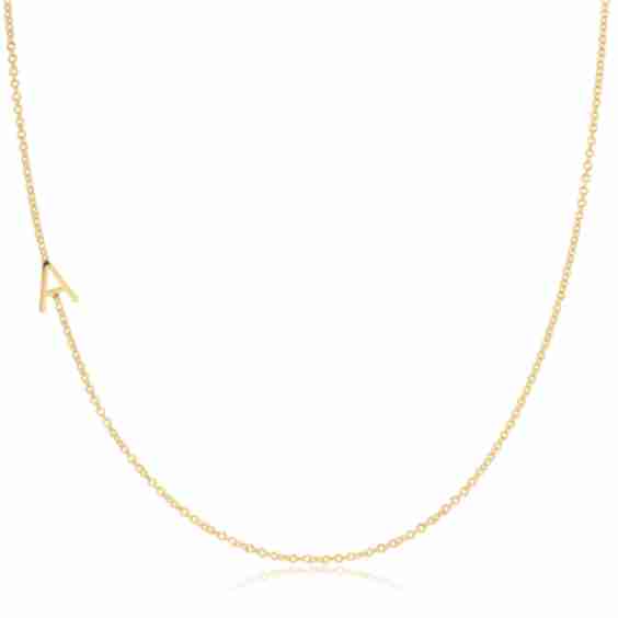 14k Gold Asymmetrical Monogram Necklace