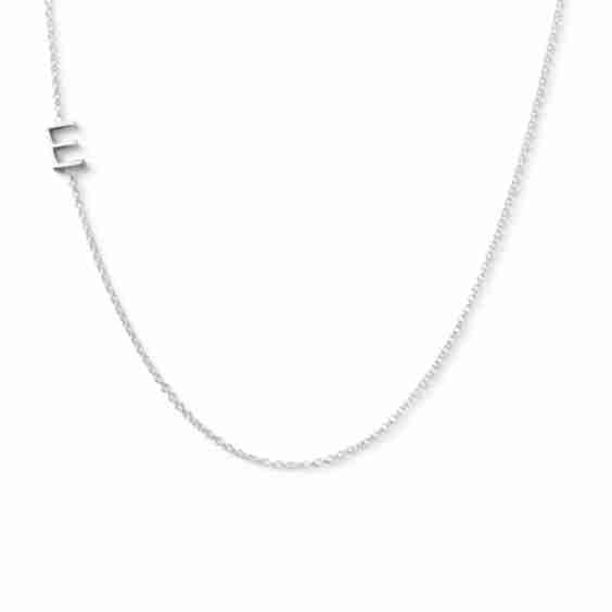 14K White Gold Mini Letter Necklace
