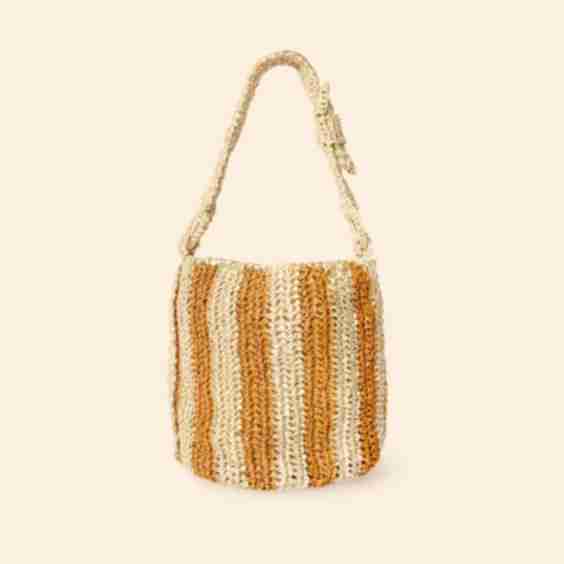 Cheyenne Striped Raffia Bucket Bag