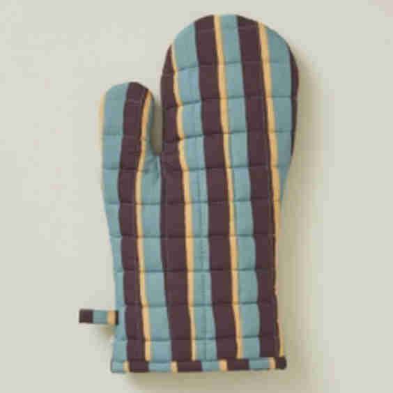 Brown & Blue Striped Oven Mitt 