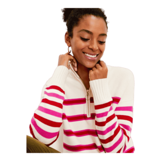 Striped Zip Tunic Sweater