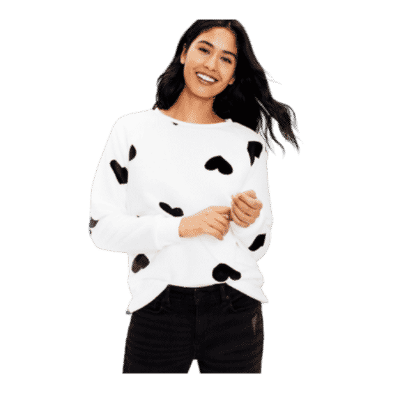 Petite Faux Fur Heart Sweatshirt