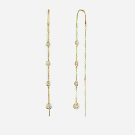 Diamond Drop Threader Earrings