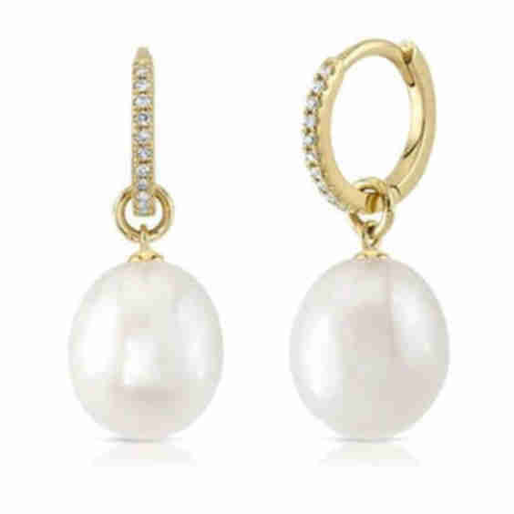 Diamond & Pearl Dangle Earrings