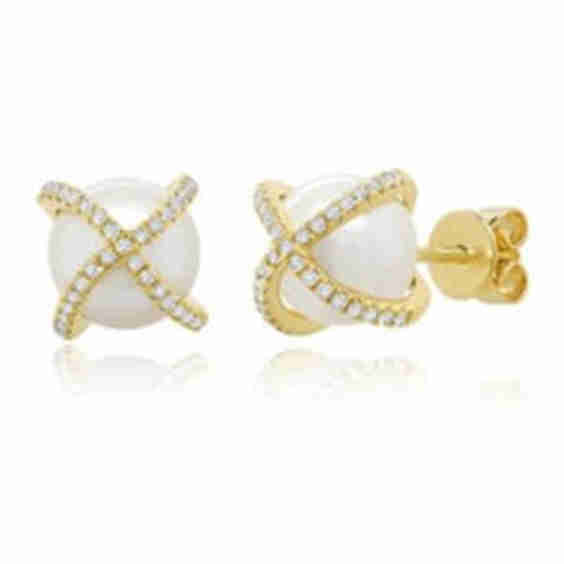 Diamond and Pearl "X" Earrings