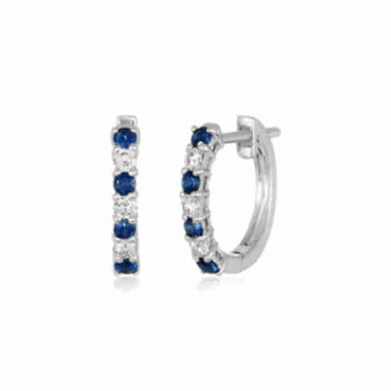 Sapphire & Diamond Small Hoops