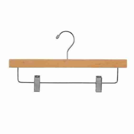 Wooden Pant Hangers with Clips - Light Wood, (100 Pieces)