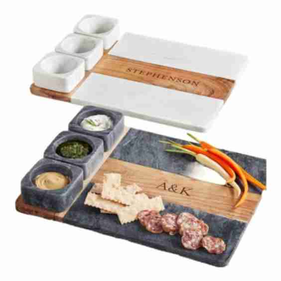 Wood And Marble Appetizer Serving Platter