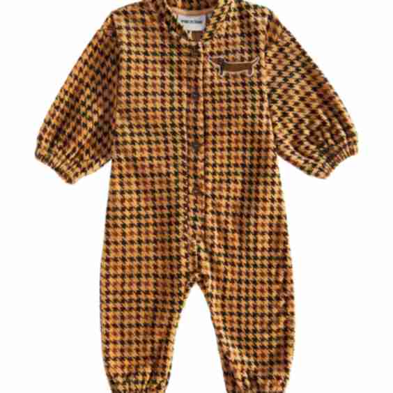 Houndstooth cotton velvet onesie