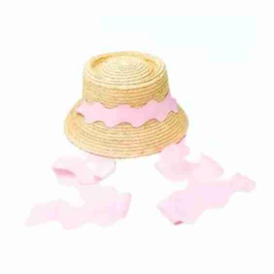 Straw Harbor Hat with Scalloped Ribbon