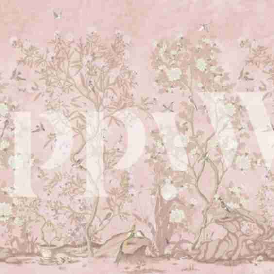 Chinoiserie Pink Wallpaper 