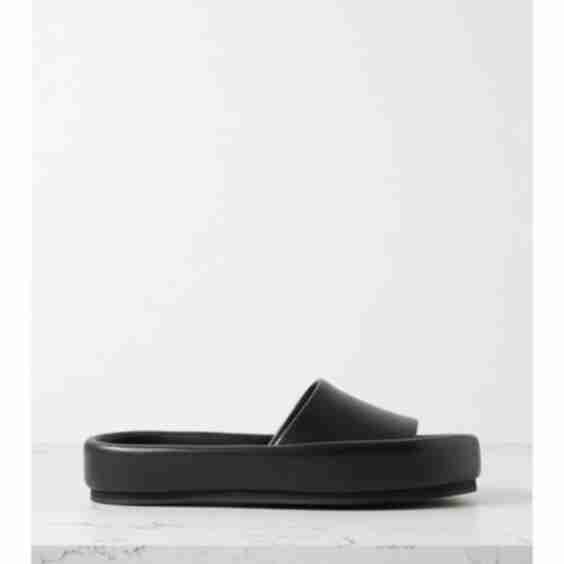 Black Venice Leather Slides