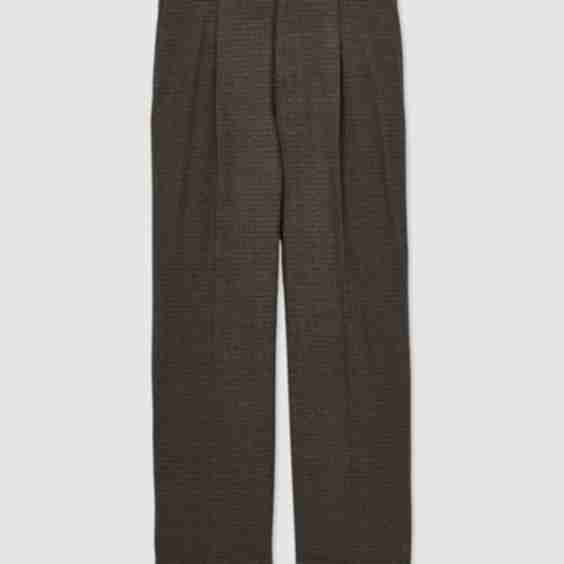 Slim-Fit Pleated Brown Check Suit Trousers