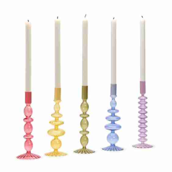 Hand-Blown Glass Candleholder, Set of 5