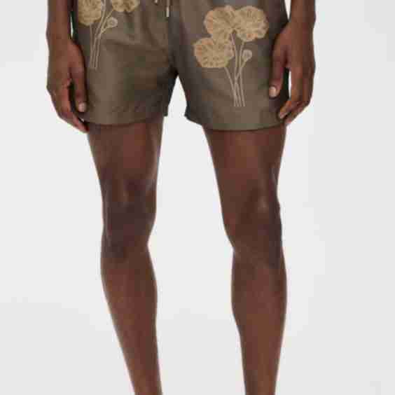 Rio Linear Floral Jacquard Print Swim Shorts 4.25"