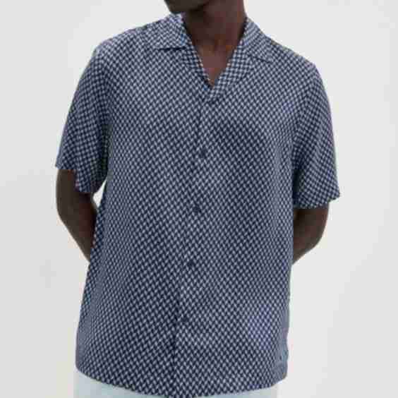 Roberto Silk Copa Micro Print Shirt