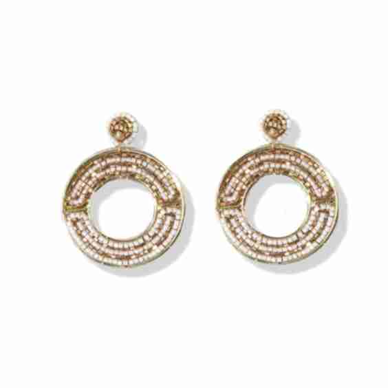 Rebecca Opposites Earrings Cream And Gold
