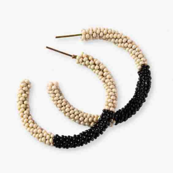 Cammy Color Block Beaded Hoop Earrings