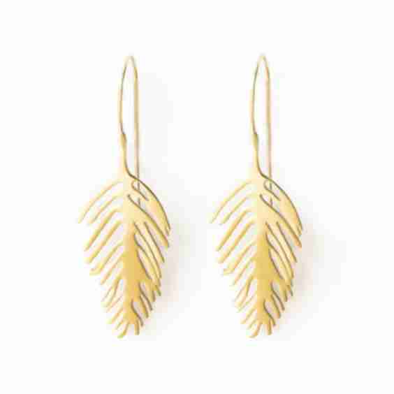 Flora Palm Leaf Earrings Brass