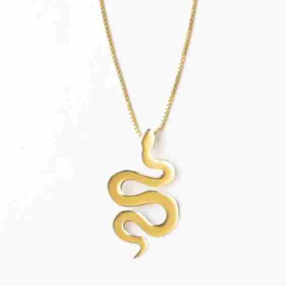 Kara Snake Pendant Necklace Brass