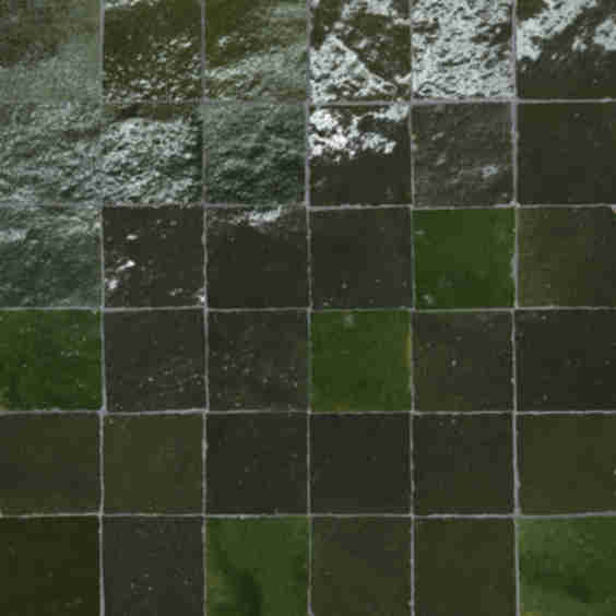 Zagora 2" x 2" Glossy Zellige Mosaic Tile in Vert Mousse
