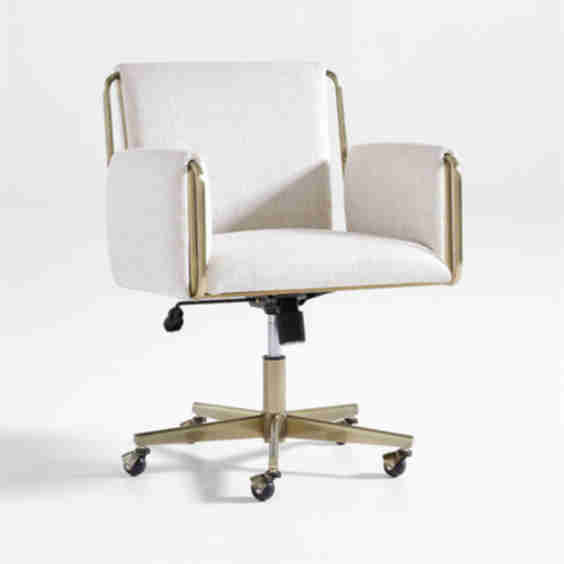 Caterina Upholstered Office Chair with Brass Base