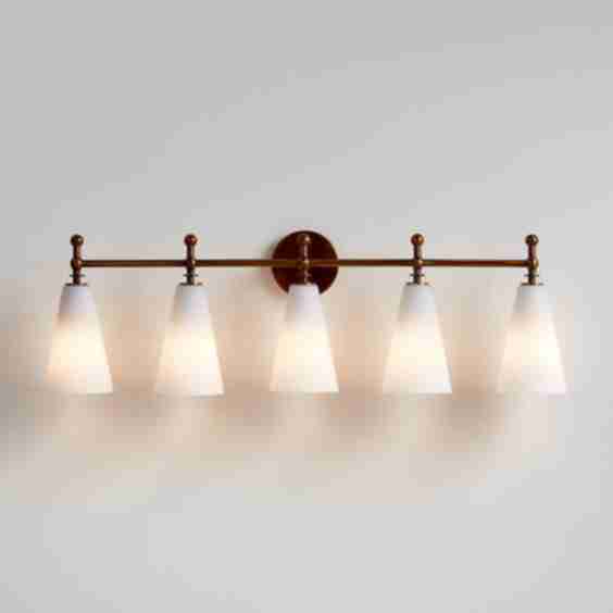 Saintes 5‑Light Brass and Glass Wall Sconce Light