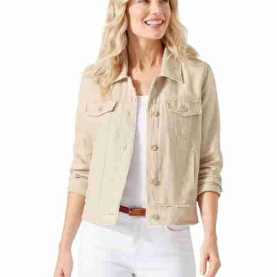 Two Palms Linen Raw-Edge Jacket