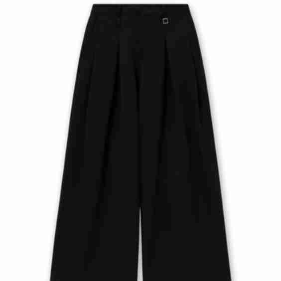 Black Wide Wool Pants