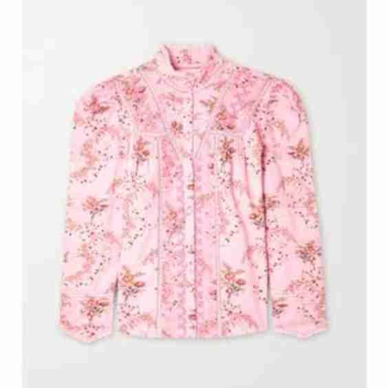 Laredo Crochet-Trimmed Floral-Print Cotton-Twill Blouse