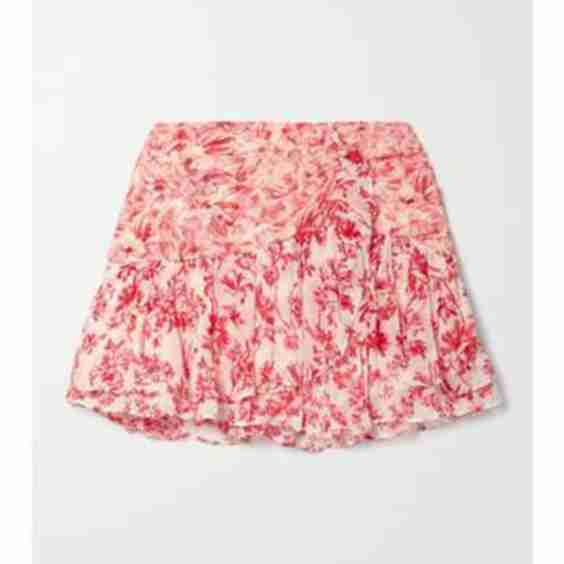 Rhodes Floral-Print Crinkled Silk-Crepon Mini Skirt