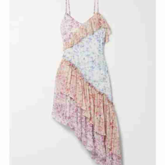 Newport Asymmetric Tiered Floral-Print Silk-Crepon Midi Dress