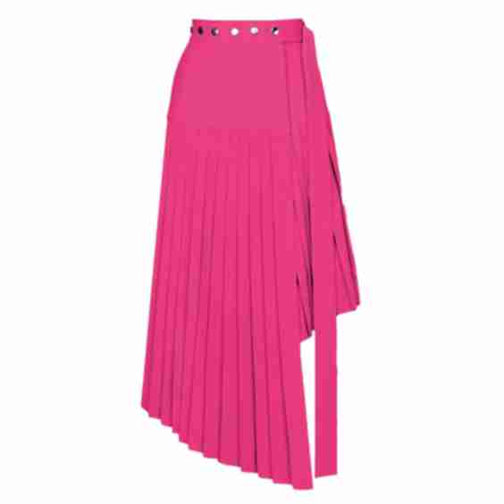 Midi High-Waist Asymmetrical Pleated Skirt