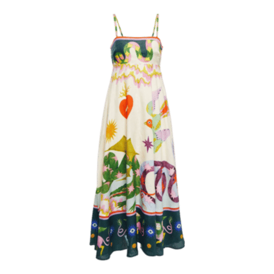 Seeker Printed Linen Midi Dress