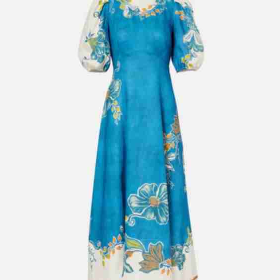 Luda Floral Linen Midi Dress