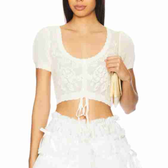 Rose Knitted Puff Top