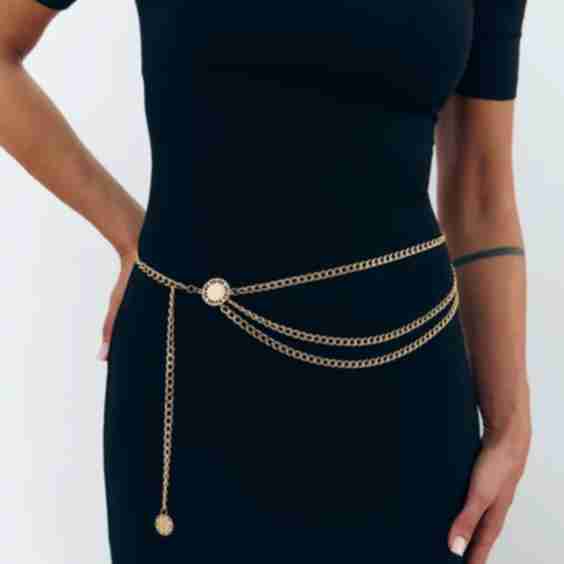 Gold triple chain belt