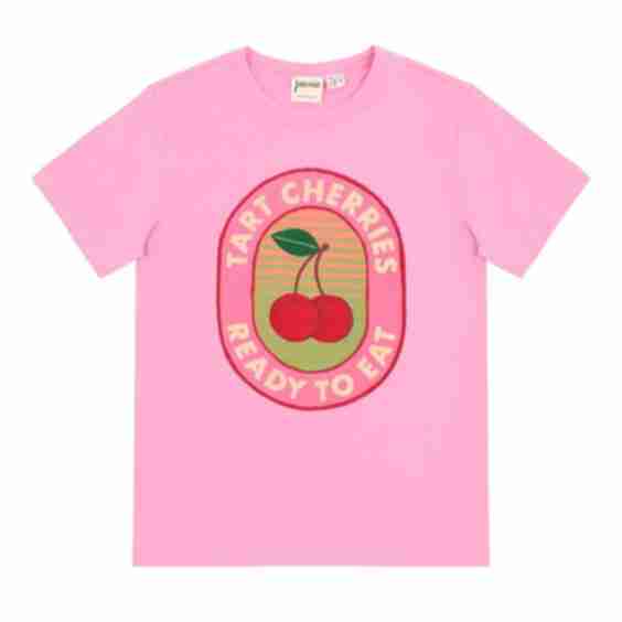 Montmorency Cherry Print Graphic Slogan Tee