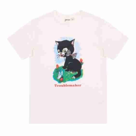 Fluffy Cat Print Graphic Slogan Tee