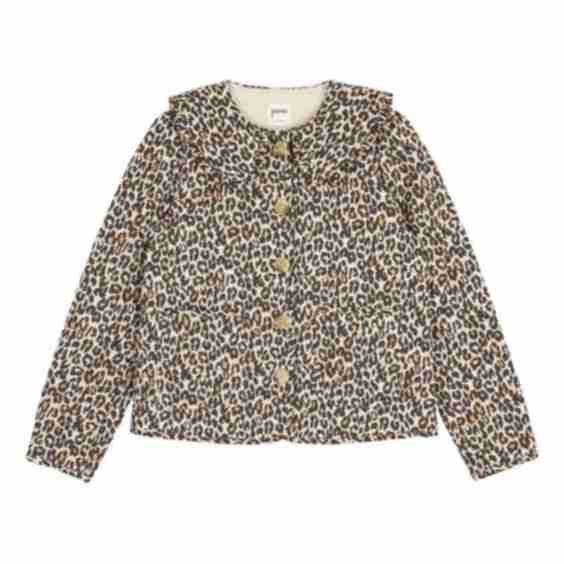 Brooke Leopard Print Quilted Collared Jacket