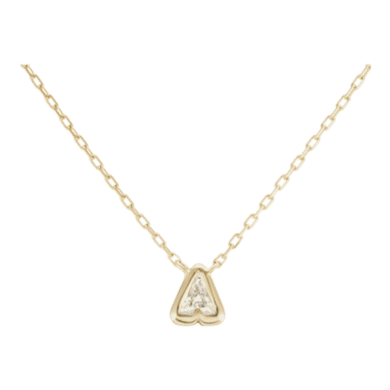 Bubble Bezel Necklace With White Diamond Letter