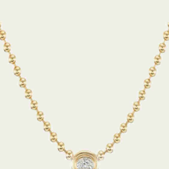 18 K Yellow Gold Double Bubble Bezel Diamond Oval Pendant Necklace