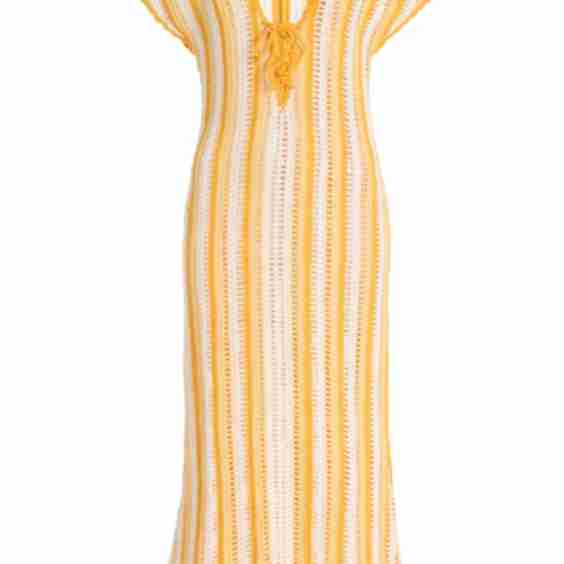 Exclusive Riviera Striped Cotton-Crochet Midi Dress