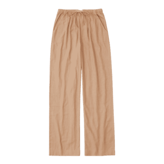 Linen-Blend Pull-On Wide Leg Pant