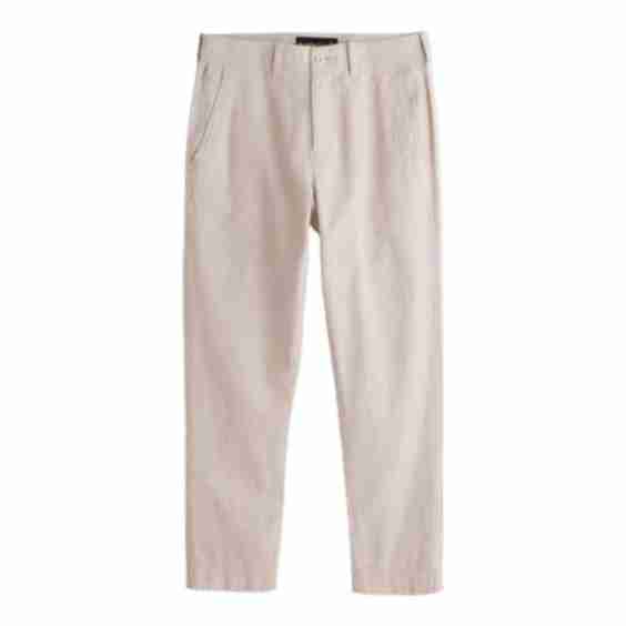 Straight Linen-Blend Fixed Waist Pant