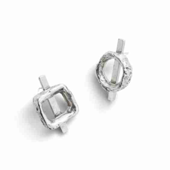 Geo Wax Earrings Sterling