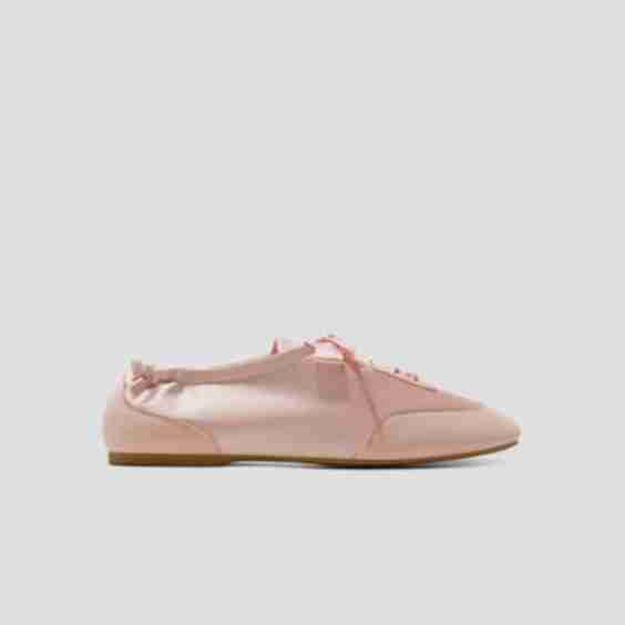 Square-Toe Lace-up Satin Sneakerina (Cristina)
